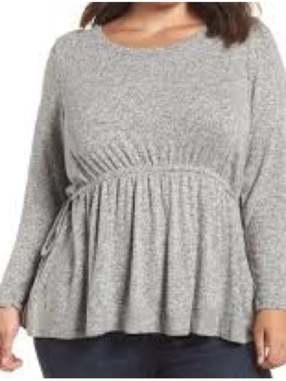 Caslon Heather Gray Peplum Long-Sleeve Top